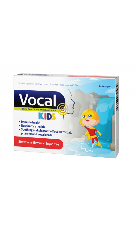 VOCAL KIDS truskawka 24 pastylki do ssania miękkie VOCAL KIDS truskawka 24 pastylki do ssania miękkie